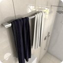 Ver imagem 3 de Kit Porta Toalhas de Banho e Rosto Banheiro Cromado Master