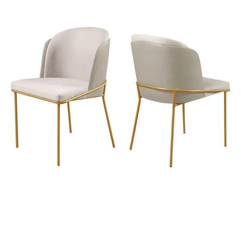 2 Cadeiras Aurora C&m Decor Douradas Courino/ Linho