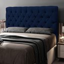 Ver imagem 7 de Cabeceira Cama Box Casal Queen Size Lylla 160cm Capitonê com Frame Veludo Azul Marinho - Desk
