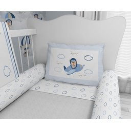 Kit Berço Enxoval Bebê Urso Aviador Azul Menino Kt230 - 3