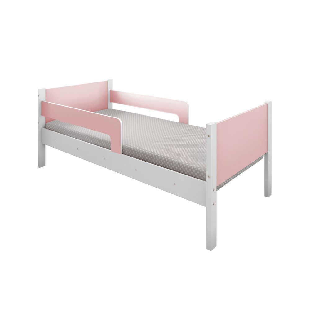 Cama Infantil com 2 Baus Organizador e Escada Luna Plus Branco com Rosa - 3