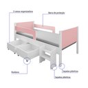 Ver imagem 2 de Cama Infantil com 2 Baus Organizador e Escada Luna Plus Branco com Rosa
