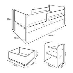 Cama Infantil com 2 Baus Organizador e Escada Luna Plus Branco com Rosa - 6