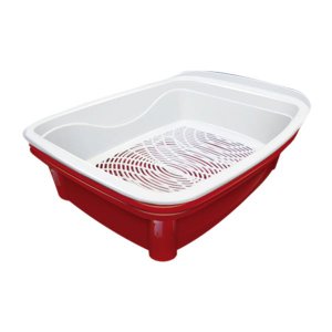 Banheira Caixa de Areia Higiênica Gatos 3 peças Furacão Pet - Vermelho