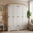 Ver imagem 1 de Guarda-Roupa Casal 4 Portas 2 Gavetas Smile Móveis Serpil Bege/Creme/Carvalho