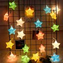 Ver imagem 4 de Decoração Varal Cordão Fio de Luzes Lâmpadas Estrela Led Natal Enfeite 2m