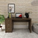 Ver imagem 1 de Mesa Escrivaninha para Escritório Home Office 136cm com 3 Gavetas Me4102 Cor:nogal