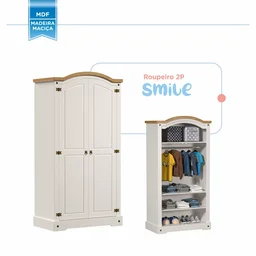 Guarda-Roupa Infantil 2 Portas Smile Yescasa - 4