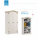 Ver imagem 4 de Guarda-Roupa Infantil 2 Portas Smile Yescasa Branco/Creme/Carvalho