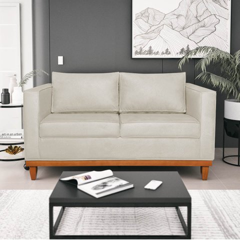 Sofá 3 Lugares Europa 180 cm Estilo Conforto e Elegância Linho Bege - ADJ Decor