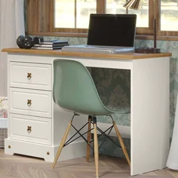 Escrivaninha Mesa Escritório 3 Gavetas com Tampo em Madeira Maciça Smile - 1 Escrivaninha Mesa Escritório 3 Gavetas com Tampo em Madeira Maciça Smile - 1