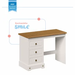 Escrivaninha Mesa Escritório 3 Gavetas com Tampo em Madeira Maciça Smile - 6 Escrivaninha Mesa Escritório 3 Gavetas com Tampo em Madeira Maciça Smile - 6