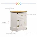 Ver imagem 4 de Mesa de Cabeceira 1 Gaveta 1 Porta em MDF e Pinus Smile Bege Yescasa