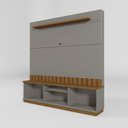 Ver imagem 7 de Home Florianópolis 1,75m Tvs 70'' Painel Ripado Nichos e Porta Correr - Grigio Fosco/amendoa