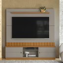 Ver imagem 1 de Home Florianópolis 1,75m Tvs 70'' Painel Ripado Nichos e Porta Correr - Grigio Fosco/amendoa