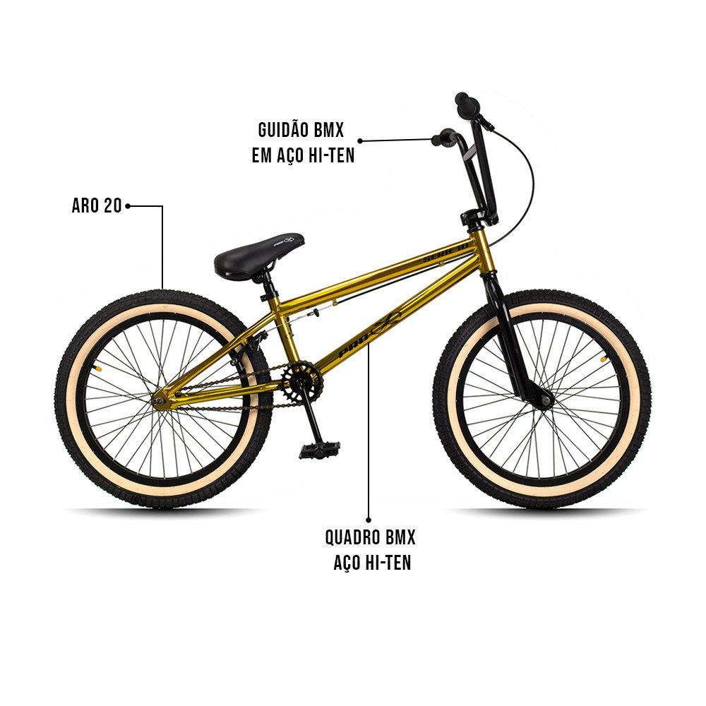 Bicicleta Aro 20 BMX Catraca K7 Cog 9 Pçs Aço Hi-Ten Gap P03 Dourada - D'Rossi DRossi - 6