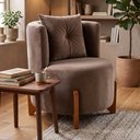 Ver imagem 1 de Poltrona Orgânica Curva Luna Veludo Cappuccino - Montanaris Decor