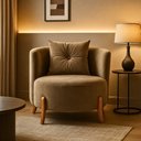 Ver imagem 1 de Poltrona Orgânica Curva Luna Veludo Cappuccino - Montanaris Decor