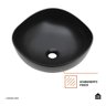 Cuba de Apoio para Banheiro Oval Louça Cerâmica 37cm Obsidiana Pingoo.casa - Preto - 3