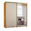 Ver imagem 1 de Guarda Roupa Casal Grande 2 Portas de Correr com Espelho 100% Mdf Monet 230cm Madetec:cinamomo / Off