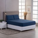 Ver imagem 3 de Jogo de Cama Lençol Sereno King em Malha Algodão Azul Marinho 100% Algodão