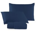 Ver imagem 1 de Jogo de Cama Lençol Sereno King em Malha Algodão Azul Marinho 100% Algodão
