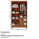 Ver imagem 3 de Guarda Roupa Solteiro 4 Portas com Espelho Primor 121x209 cm Cinamomo Zanz