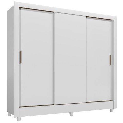 Guarda Roupa França 3 Portas de Correr Branco Moderno