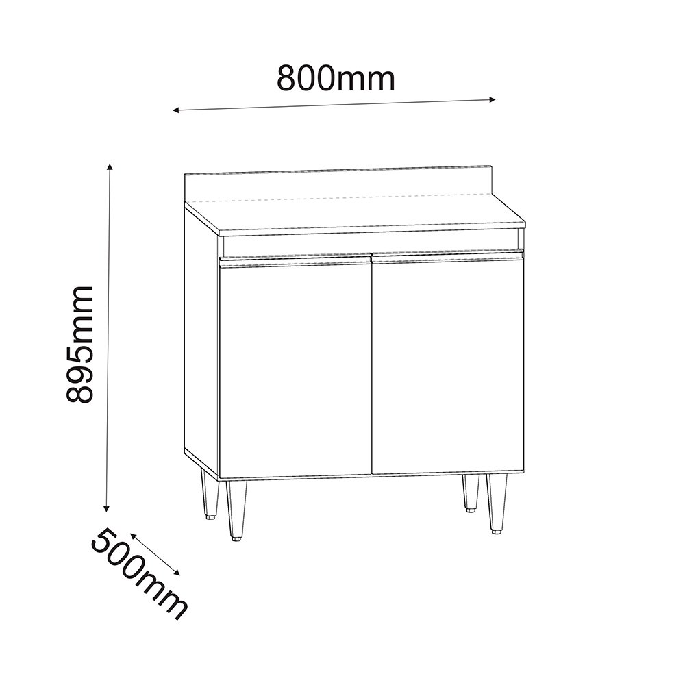 Kit Cozinha Balcão e Aéreo 80cm C/ Tampo Branco - Belliv Decor - 3