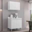 Ver imagem 2 de Kit Cozinha Balcão e Aéreo 80cm C/ Tampo Branco - Belliv Decor
