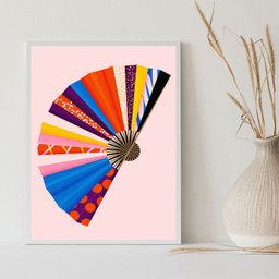 Quadro Fashion Leque - Estampas 24x18cm:moldura Preta - 2