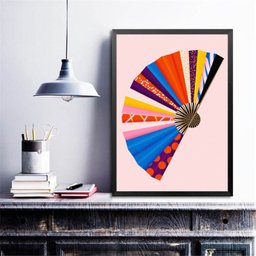 Quadro Fashion Leque - Estampas 24x18cm:moldura Preta - 1