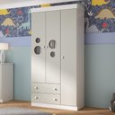 Ver imagem 1 de Guarda-roupa Infantil 92cm com Vidro 3 Portas e 2 Gavetas Pirulito Multimóveis Mp4467 Branco-off