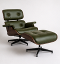 Ver imagem 1 de Poltrona Charles Eames com Puff - Pau Ferro em Couro Verde Militar
