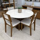 Ver imagem 1 de Conjunto Mesa de Jantar Mdf 1,15m + 4 Cadeiras em Tela