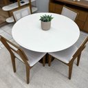 Ver imagem 2 de Conjunto Mesa de Jantar Mdf 1,15m + 4 Cadeiras em Tela
