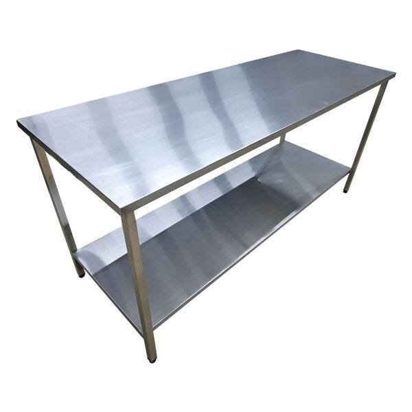 Mesa Aço Inox Industrial 160x70x90cm Plano Liso Nortinox - 5