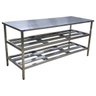 Mesa Aço Inox Industrial 160x70x90cm Prateleiro Duplo Nortinox - 2