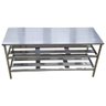 Mesa Aço Inox Industrial 160x70x90cm Prateleiro Duplo Nortinox - 3