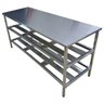Mesa Aço Inox Industrial 160x70x90cm Prateleiro Duplo Nortinox - 4