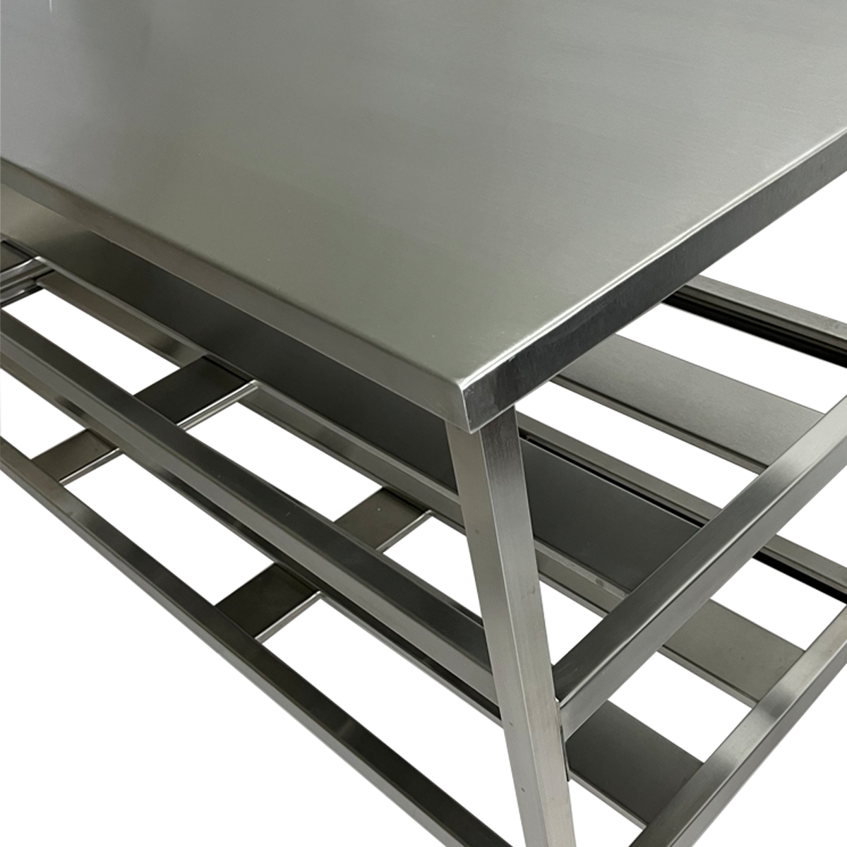 Mesa Aço Inox Industrial 190x70x90cm Prateleiro Duplo Nortinox - 3