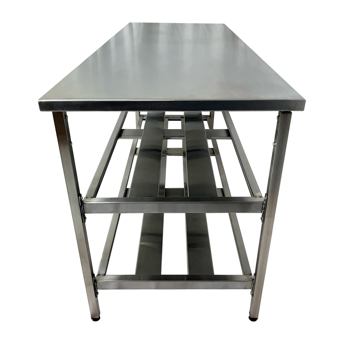 Mesa Aço Inox Industrial 190x70x90cm Prateleiro Duplo Nortinox - 4