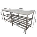 Ver imagem 3 de Mesa Aço Inox Industrial 190x70x90cm Prateleiro Duplo Nortinox