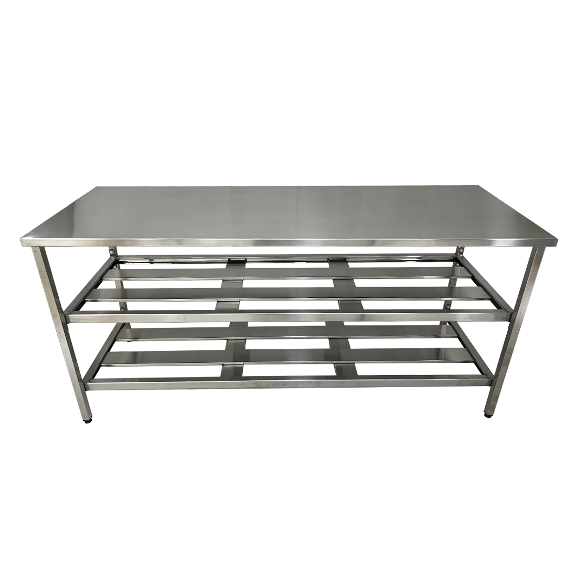 Mesa Aço Inox Industrial 190x70x90cm Prateleiro Duplo Nortinox - 2