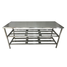 Mesa Aço Inox Industrial 190x70x90cm Prateleiro Duplo Nortinox - 2