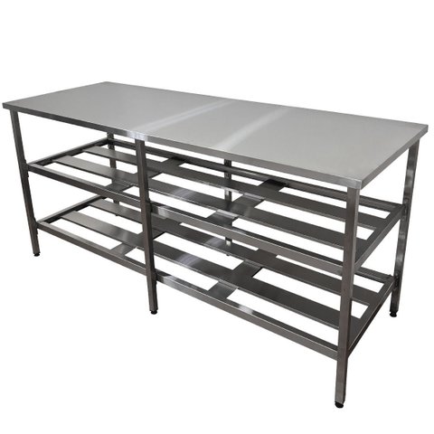 Mesa Aço Inox Industrial 190x70x90cm Prateleiro Duplo Nortinox