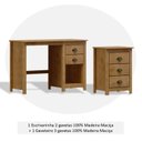 Ver imagem 4 de Conjunto 2 Peças Escrivaninha C 2 Gavetas e Gaveteiro 3 100% Madeira Maciça - Linha Topázio Freijó Marrom