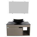 Ver imagem 2 de Gabinete Armário Banheiro 60cm Cuba Quadrada Preta