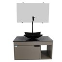 Ver imagem 1 de Gabinete Armário Banheiro 60cm Cuba Quadrada Preta