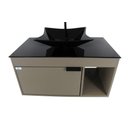 Ver imagem 4 de Gabinete Armário Banheiro 60cm Cuba Quadrada Preta